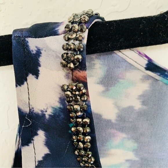 Mossimo Blouse Womens Small Blue Multicolor Sleeveless Scoop Neck Beaded Work - Picture 5 of 7